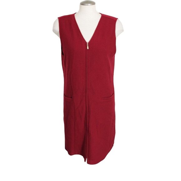 Vintage Talbots Wool Shift Dress Womens Size 12 Red Zipper Pockets Lined Modest - Picture 1 of 8